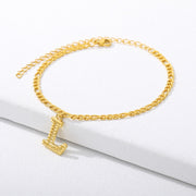 A-Z Initial Letter Anklets for Women Fashion Alphabet ankle bracelet Stainless Steel Cuban Link Anklet Foot Leg Chain Jewelry