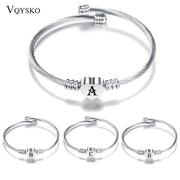 Initial Alphabet Heart Bracelets For Woman Customized Stainless Steel A-Z 26 Letter Cuff Jewelry Bracelet Bangles Silver Color