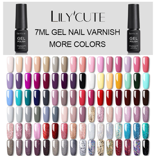 LILYCUTE Hybrid Varnishes Gel Nail Polish Semi Permanent Soak Off UV Gel UV Led Gel Polish  Nail Art Design
