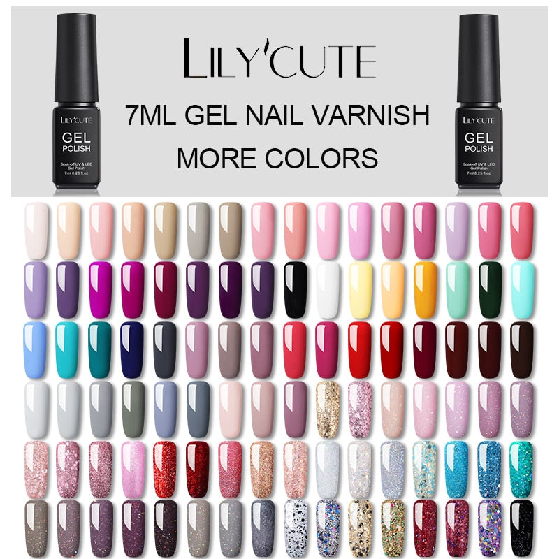 LILYCUTE Hybrid Varnishes Gel Nail Polish Semi Permanent Soak Off UV Gel UV Led Gel Polish  Nail Art Design