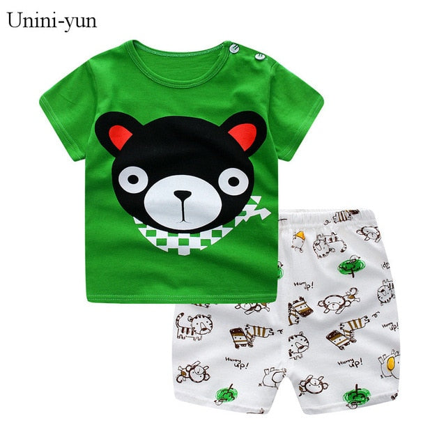 Unni-yun Casual Baby Kids Sport Clothing Plaid Lion Clothes Sets for Boys Costumes 100% Cotton Baby Clothes 6M -4 Years Old