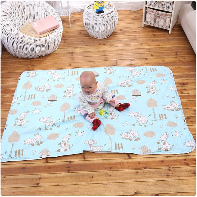 4 Sizes Baby Waterproof Sheet Urine Changing Pads Urine Pad Cartoon Reusable Infant Bedding Nappy Burp Mattress Changing Mat