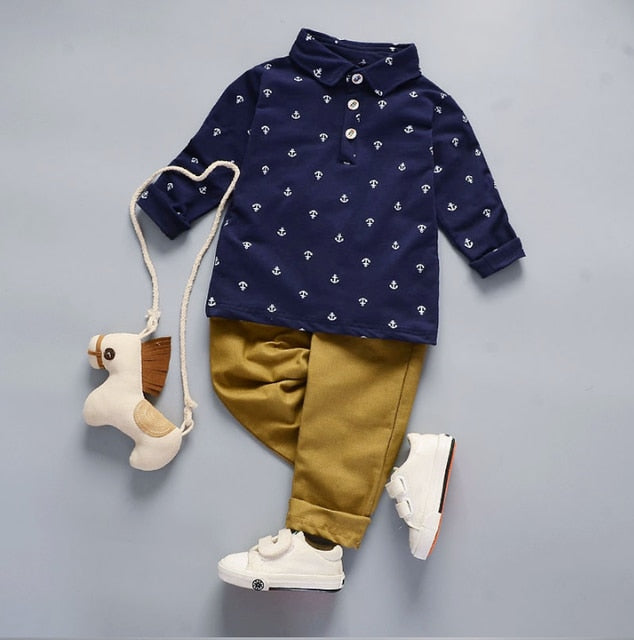 Bibicola Baby Boy Gentleman Clothing Sets Kids Floral Clothes For Birthday Formal Outfits Suit Fashion Tops Shirt + Pants 2pcs