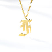 Initial Letter Necklace for Her A-Z Capital Letter Old English Chain Necklace Gold Stainless Steel Necklace for Women