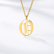 Initial Letter Necklace for Her A-Z Capital Letter Old English Chain Necklace Gold Stainless Steel Necklace for Women