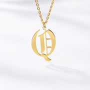 Initial Letter Necklace for Her A-Z Capital Letter Old English Chain Necklace Gold Stainless Steel Necklace for Women