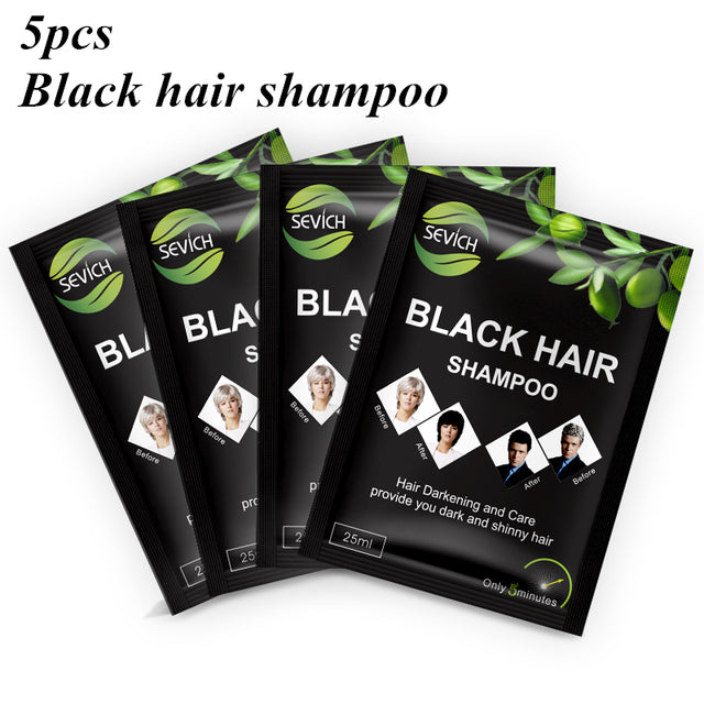 Instant Black Hair Shampoo Make Grey and White Hair Darkening Shinny in 5 Minutes