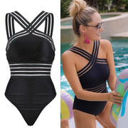 Sexy Black Striped One Piece Bikini