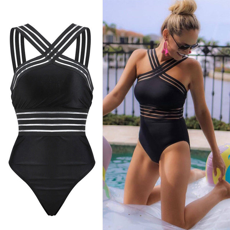 Sexy Black Striped One Piece Bikini