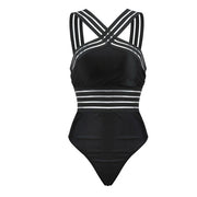 Sexy Black Striped One Piece Bikini