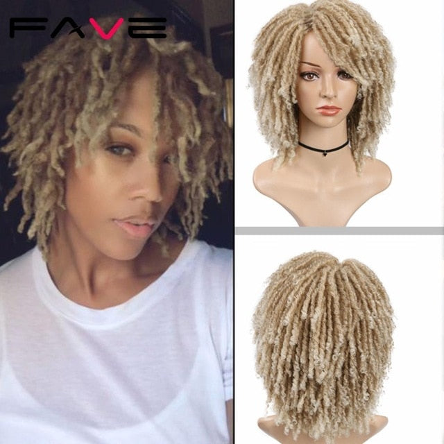 FAVE Short Dreadlock Ombre Bug 1b99J Braiding Crochet Twist Hair 6 Inch Synthetic Wig For Black Women/Man High Temperature Fiber