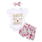Newborn Baby Girls Clothes Sets 2020 Summer Short Sleeve Bowtie Romper+Shorts Dress+Headband Infant baby girl clothing outfit