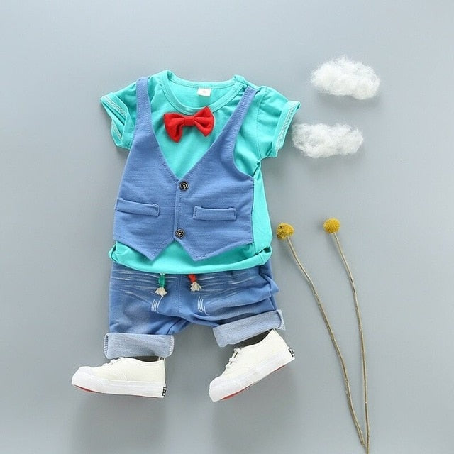 1 set kids boys Summer outfits 1-3 years boys Toddler kids baby boys outfits cotton cool Tee+Shorts Pants clothes Set cool