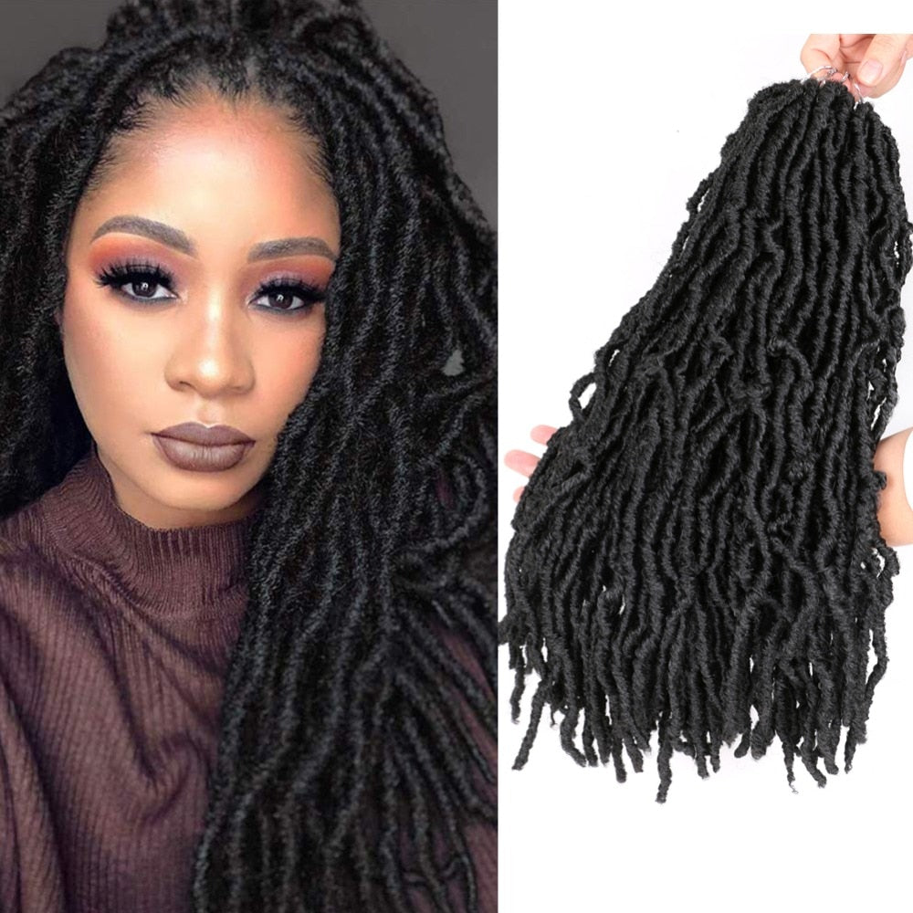 Mtmei Hair Nu Locs Crochet Hair Natural Curly Dreadlocks Hair Black Dark Brown Faux Locs Crochet Braids 18" 21Strands/Pack