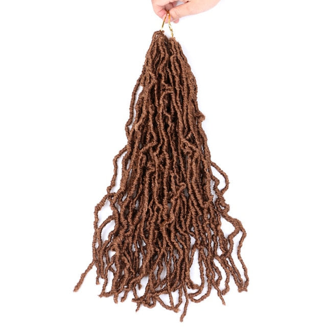Mtmei Hair Nu Locs Crochet Hair Natural Curly Dreadlocks Hair Black Dark Brown Faux Locs Crochet Braids 18" 21Strands/Pack