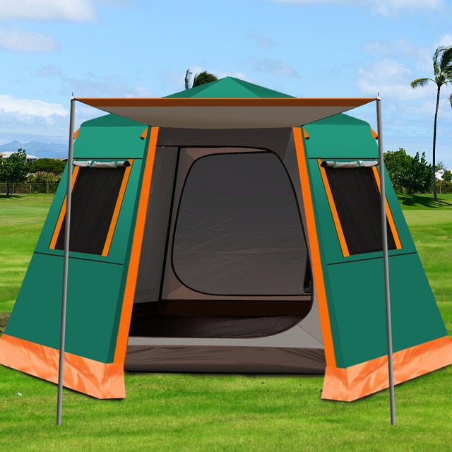 UV hexagonal aluminum pole automatic Outdoor camping wild big tent 3-4persons awning garden pergola 245*245*165CM