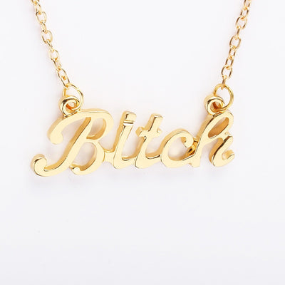 Creative Letter Bitch Pendant Necklace For Women Punk Hip Hop Female Choker Accessories Gift Fashion Nightclub Jewelry