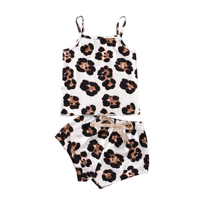 FOCUSNORM 0-24M Infant Kids Girls Boys Clothes Sets Leopard Print Sleeveless Vest Tops Shorts 2pcs Outfits