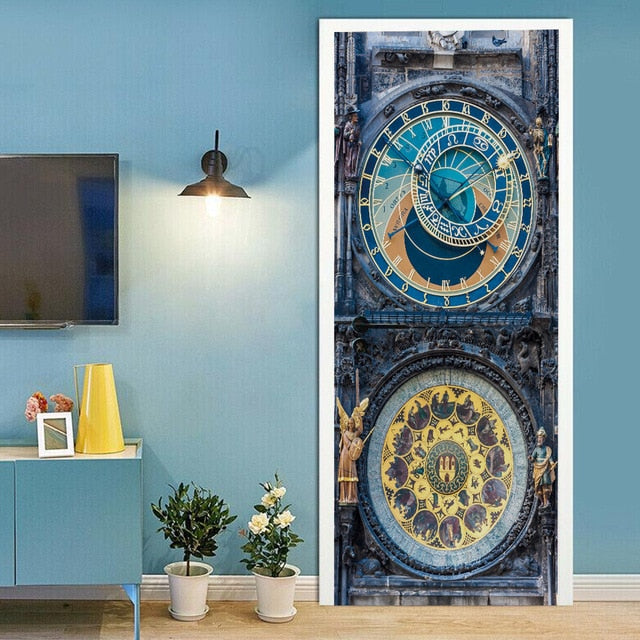 Landscape Door Stickers 3D Removable Vinilos Para Puertas Adhesive Wallpaper Art Murals for Doors Bibliotheque Modern Home Decor