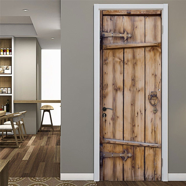 Landscape Door Stickers 3D Removable Vinilos Para Puertas Adhesive Wallpaper Art Murals for Doors Bibliotheque Modern Home Decor