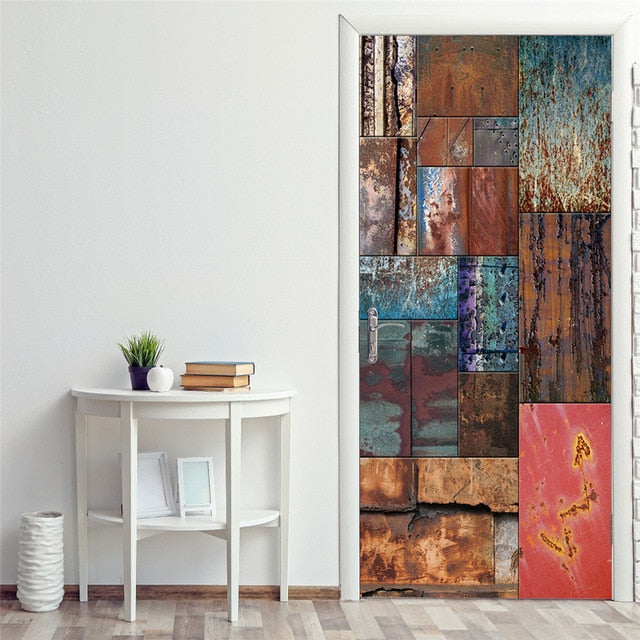 Landscape Door Stickers 3D Removable Vinilos Para Puertas Adhesive Wallpaper Art Murals for Doors Bibliotheque Modern Home Decor