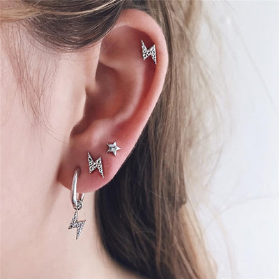 28 Style Punk Gold Color Bird Snake Star Cross Cactus Earrings Set for Women Crystal Geometric Studs Earrings Statement Jewelry