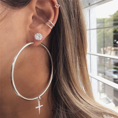 28 Style Punk Gold Color Bird Snake Star Cross Cactus Earrings Set for Women Crystal Geometric Studs Earrings Statement Jewelry