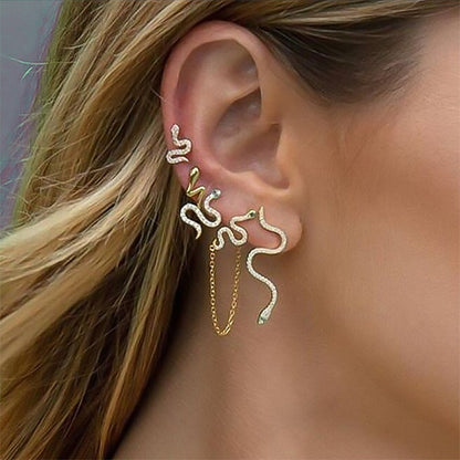 28 Style Punk Gold Color Bird Snake Star Cross Cactus Earrings Set for Women Crystal Geometric Studs Earrings Statement Jewelry