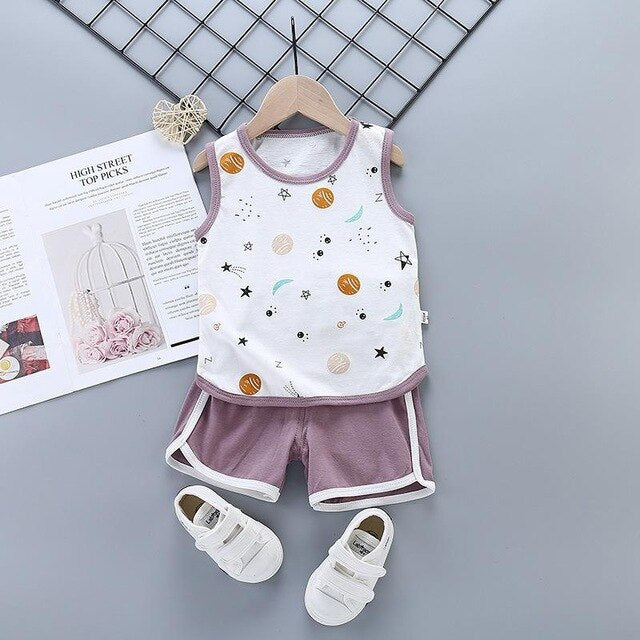 2Pcs/set New Summer Baby Boys Clothes Suit Children Girls Cartoon T Shirt Shorts Toddler Casual Clothing Set Kids Tracksuits