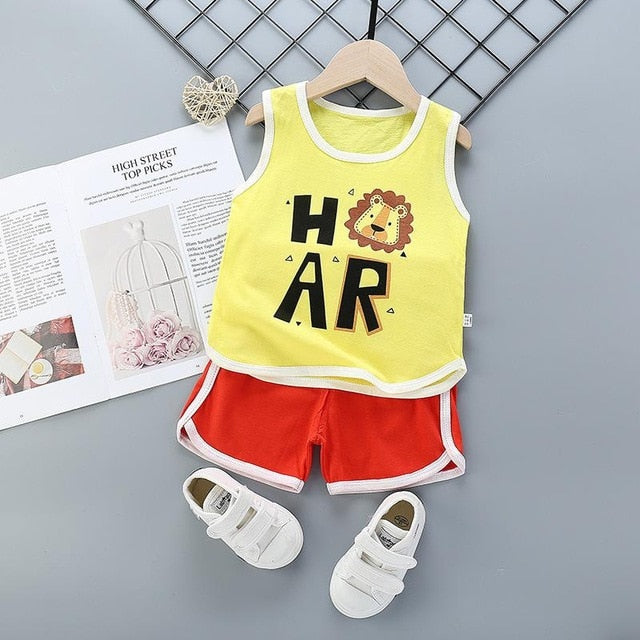 2Pcs/set New Summer Baby Boys Clothes Suit Children Girls Cartoon T Shirt Shorts Toddler Casual Clothing Set Kids Tracksuits