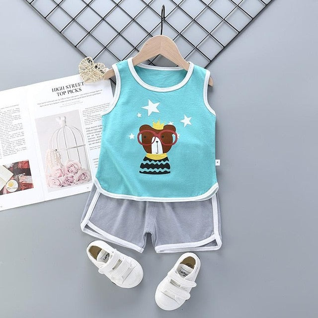 2Pcs/set New Summer Baby Boys Clothes Suit Children Girls Cartoon T Shirt Shorts Toddler Casual Clothing Set Kids Tracksuits