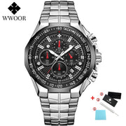 WWOOR Watches Men Top Brand Luxury Black Sports Chronograph Clock Man Fashion Big Dial Quartz Wrist Watch Relogio Masculino 2020