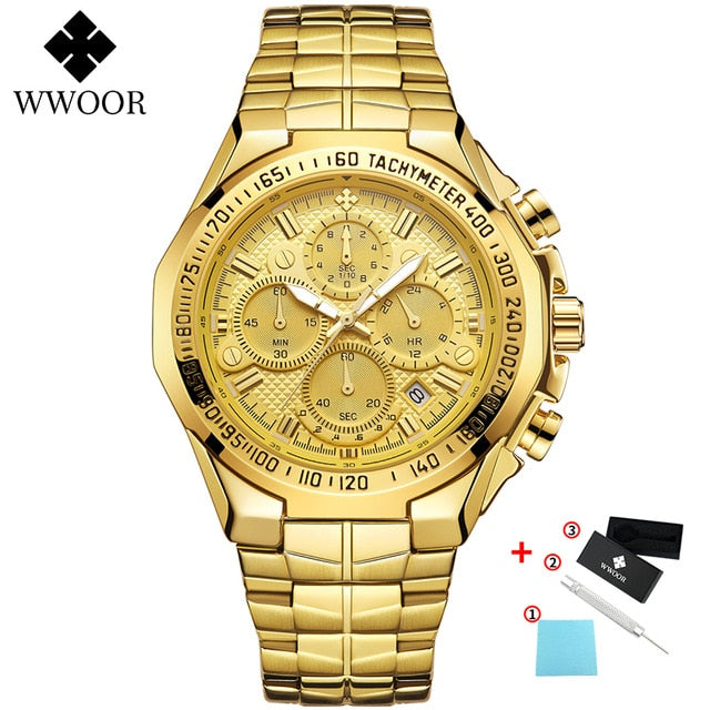 WWOOR Watches Men Top Brand Luxury Black Sports Chronograph Clock Man Fashion Big Dial Quartz Wrist Watch Relogio Masculino 2020
