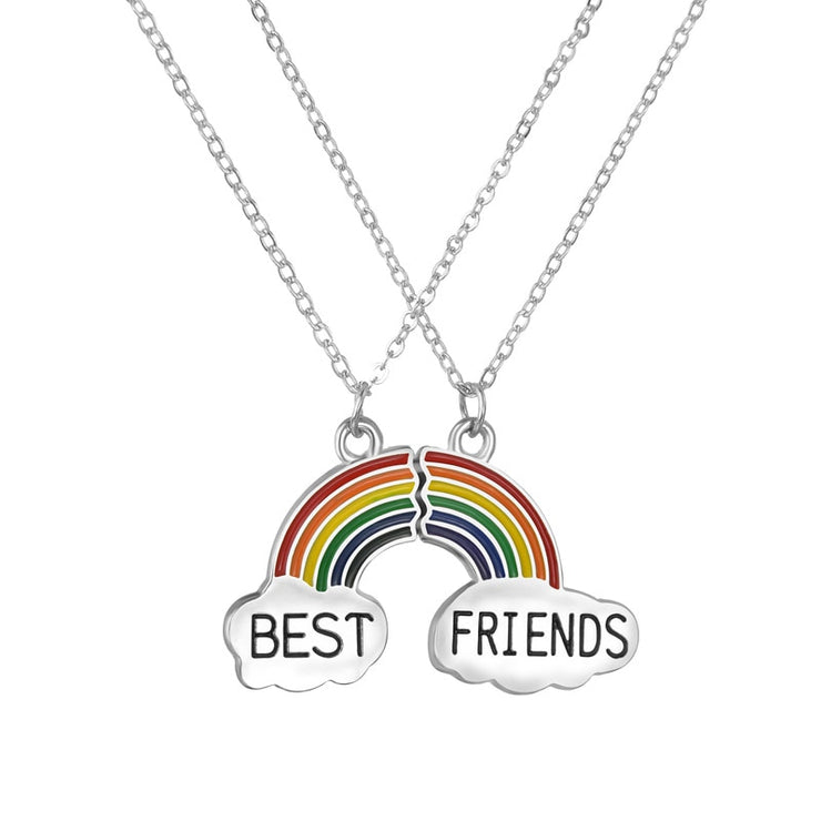 Best Firends Girlfriends Necklace Japan and South Korea Rainbow Cloud Drop Oil Stitching Pendant Clavicle Chain Female