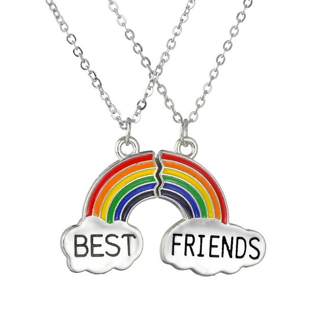 Best Firends Girlfriends Necklace Japan and South Korea Rainbow Cloud Drop Oil Stitching Pendant Clavicle Chain Female