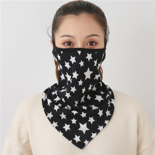 Women Print Face Scarf Winter Spring Mask Female Bandana Designer Warm Foulard Cotton Soft Neck Scarves Ring Wraps Cover 2020