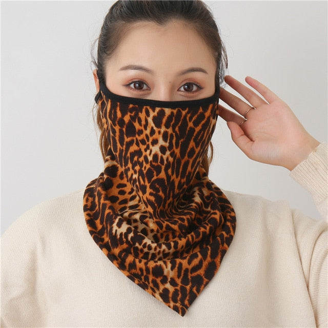 Women Print Face Scarf Winter Spring Mask Female Bandana Designer Warm Foulard Cotton Soft Neck Scarves Ring Wraps Cover 2020
