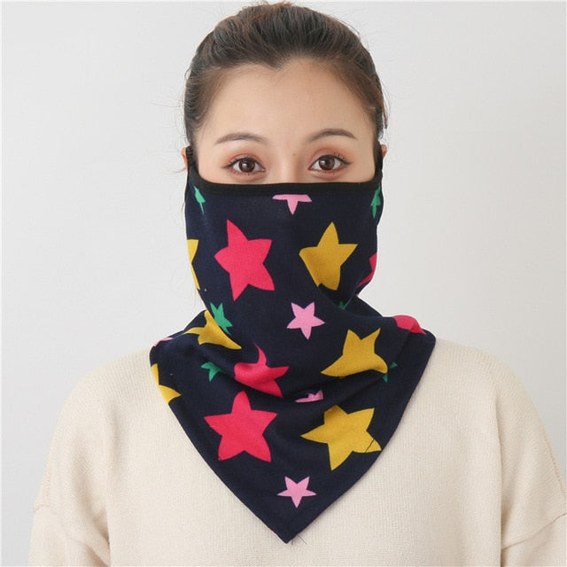 Women Print Face Scarf Winter Spring Mask Female Bandana Designer Warm Foulard Cotton Soft Neck Scarves Ring Wraps Cover 2020