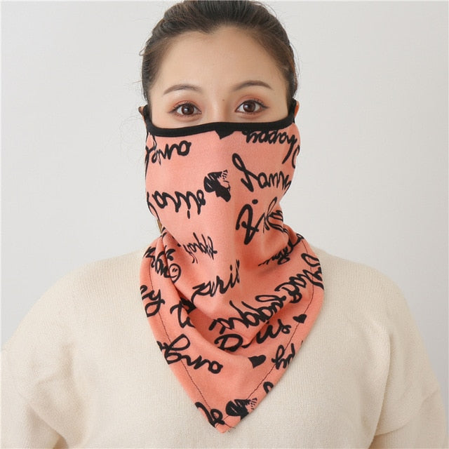Women Print Face Scarf Winter Spring Mask Female Bandana Designer Warm Foulard Cotton Soft Neck Scarves Ring Wraps Cover 2020