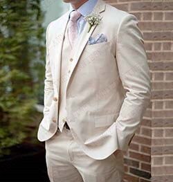 Blue Mens Suits Casual Linen Beach Groom Wedding Suits
