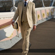 2020 Blue Mens Suits Casual Linen Beach Groom Wedding Suits Tuxedo Tailored Big Size Summer Suits for Men Jacket Pants 3 pieces