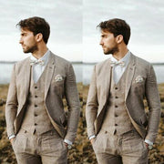 2020 Blue Mens Suits Casual Linen Beach Groom Wedding Suits Tuxedo Tailored Big Size Summer Suits for Men Jacket Pants 3 pieces