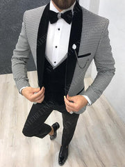 Slim Wedding Suits for Men white Jacquard ANNIEBRITNEY Men's Suits Groom Tuxedos Tailored Big Size Prom Jacket Pants Vest 3Pcs
