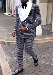 Slim Wedding Suits for Men white Jacquard ANNIEBRITNEY Men's Suits Groom Tuxedos Tailored Big Size Prom Jacket Pants Vest 3Pcs