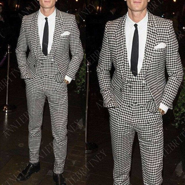 Slim Wedding Suits for Men white Jacquard ANNIEBRITNEY Men's Suits Groom Tuxedos Tailored Big Size Prom Jacket Pants Vest 3Pcs