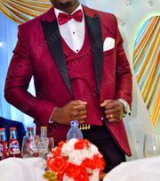 Slim Wedding Suits for Men white Jacquard ANNIEBRITNEY Men's Suits Groom Tuxedos Tailored Big Size Prom Jacket Pants Vest 3Pcs