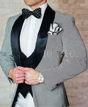 Slim Wedding Suits for Men white Jacquard ANNIEBRITNEY Men's Suits Groom Tuxedos Tailored Big Size Prom Jacket Pants Vest 3Pcs
