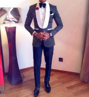 Slim Wedding Suits for Men white Jacquard ANNIEBRITNEY Men's Suits Groom Tuxedos Tailored Big Size Prom Jacket Pants Vest 3Pcs