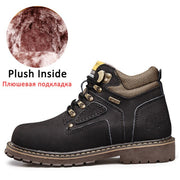 Winter Men's Walking Shoes Plus Fur Warm Nonslip Snow Motorcycle Work Boots Big Size High Top Wearable Outdoor Male Sneakers New