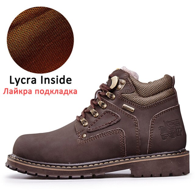 Winter Men's Walking Shoes Plus Fur Warm Nonslip Snow Motorcycle Work Boots Big Size High Top Wearable Outdoor Male Sneakers New